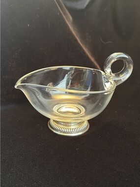 Frank Whiting Glass Creamer with Silver Base and Ring Handle